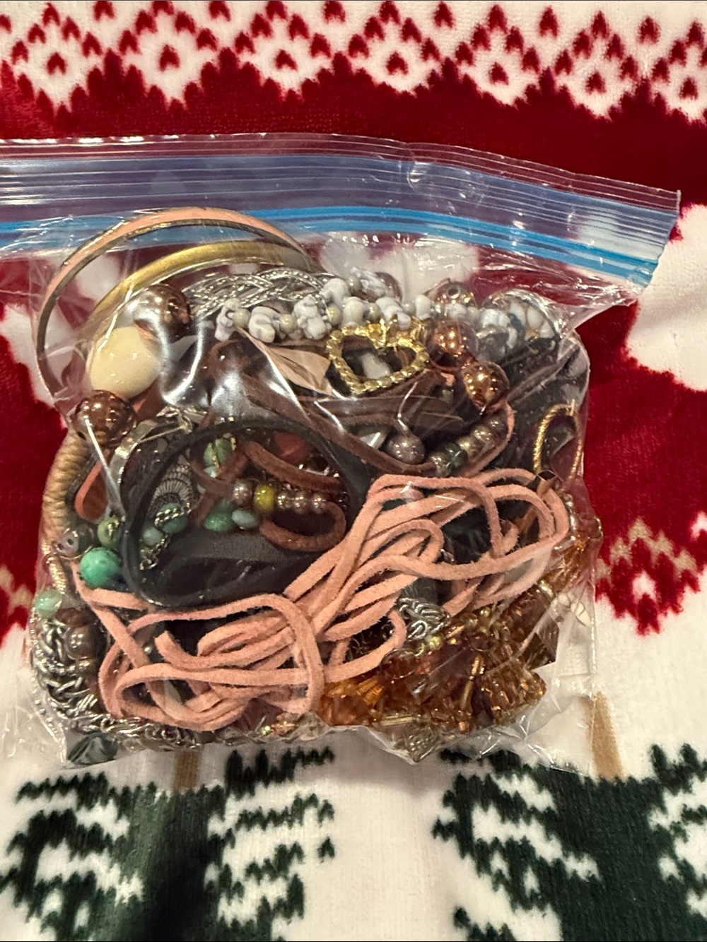 Mixed Women's Bracelet Set in Pink and Brown - Unbranded